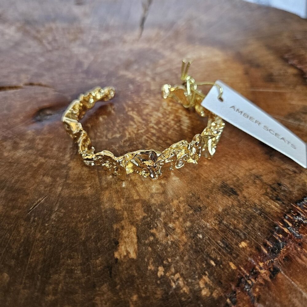 Amber Sceats 24k Gold Plated Brass Emery Cuff Bracelet NWT Italy OS - Picture 15 of 16